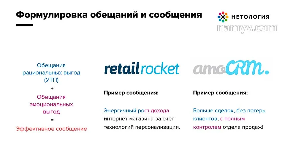 Формирование рациональных и эмоциональных выгод