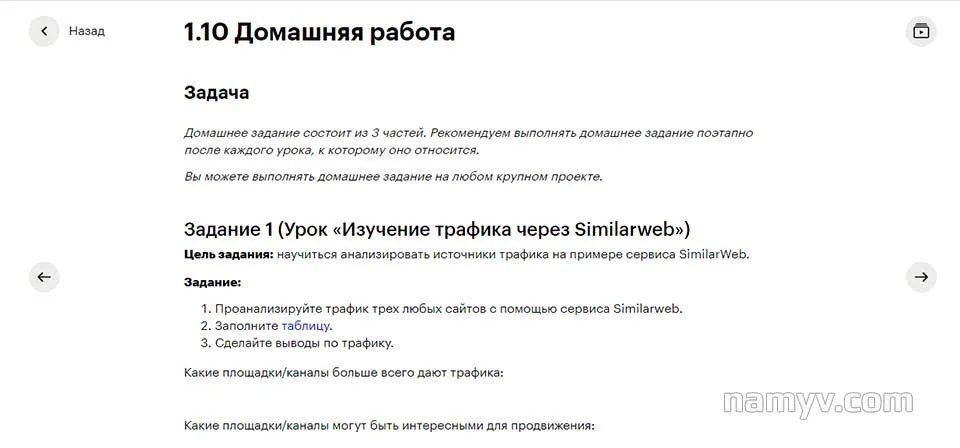 Пример домашнего задания по интернет-маркетингу